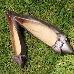 Ivanka Trump Metallic Pewter Silver Flats Size 7